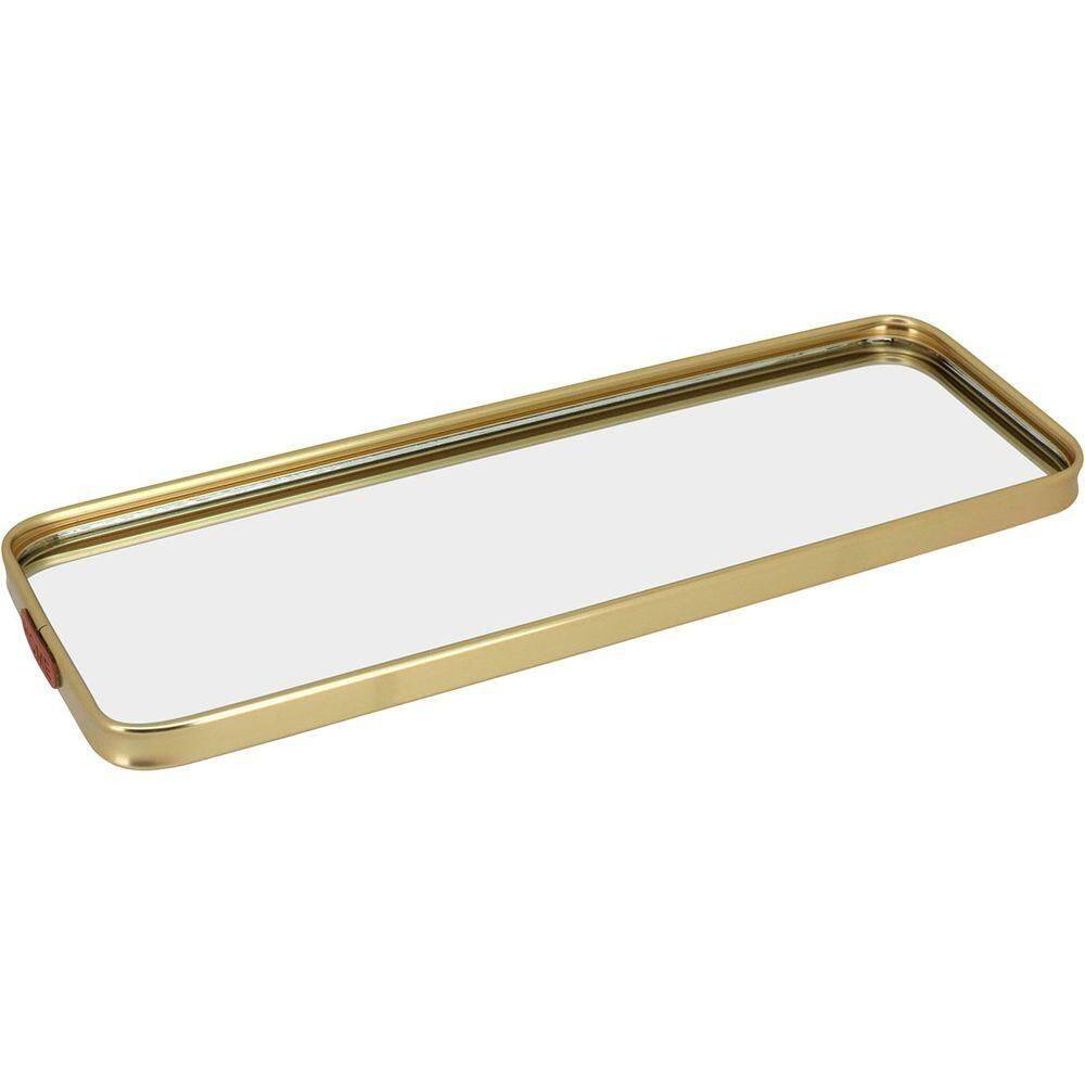 Bandeja Espelhado Metal 3x35x12cm Dourado