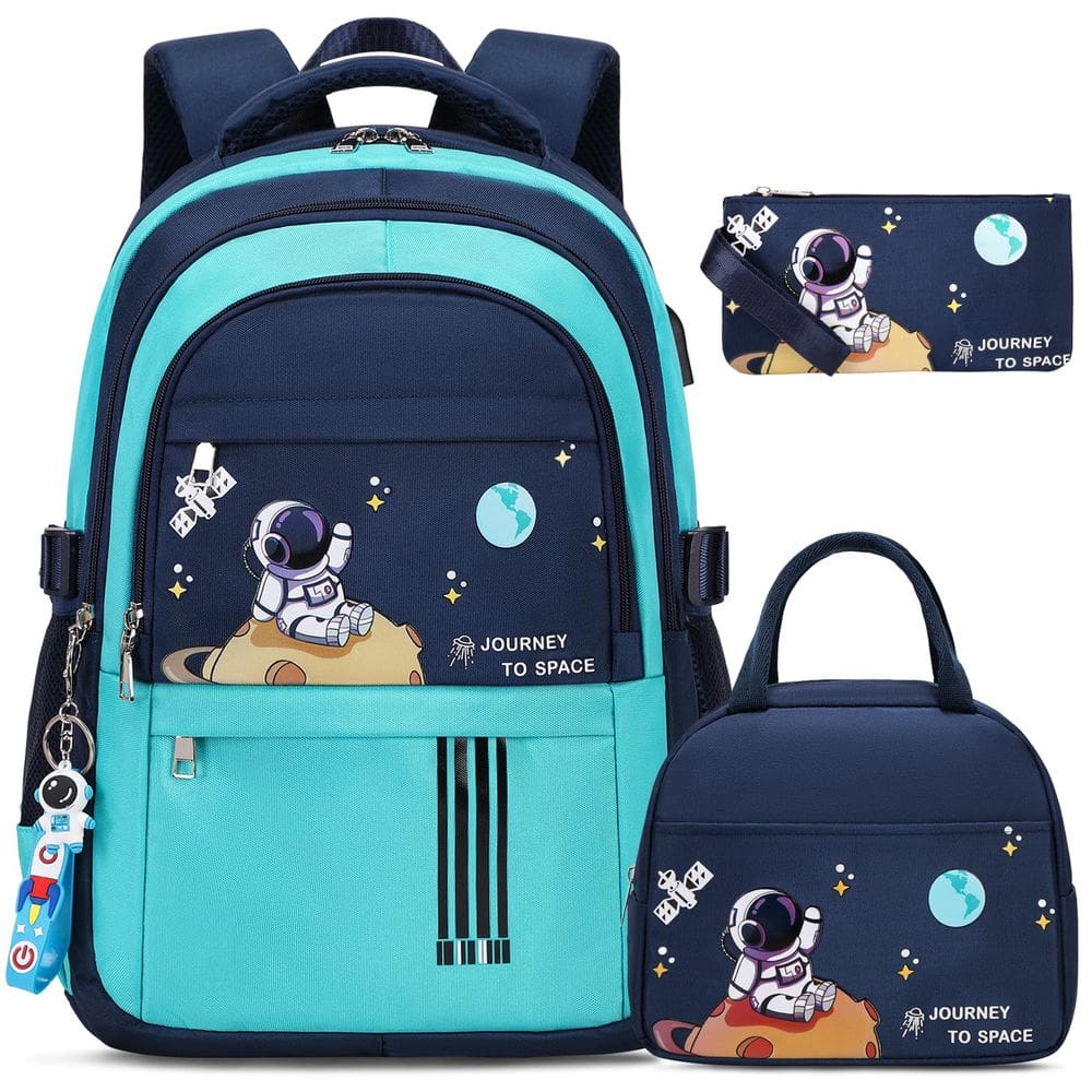Mochila ACESAK Kids Boy School impermeável com conjunto de lancheira