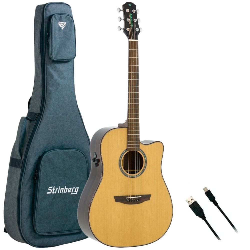 Violão Strinberg Diamond Folk Dd4sc Rt Sólido Nat C/ Bag