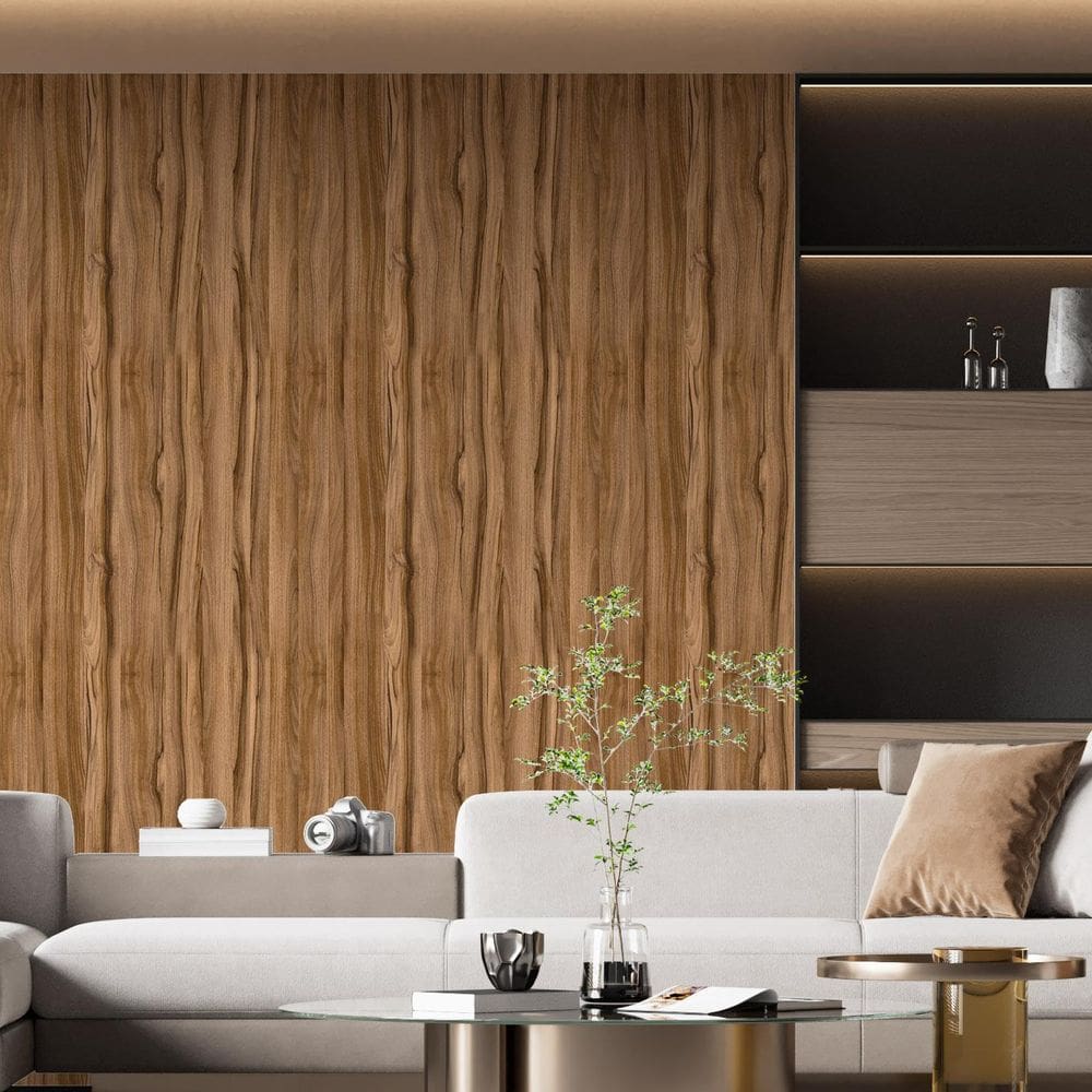 Kit 9 Rolos Papel De Parede Adesivo Madeira Ondulada 3,0M