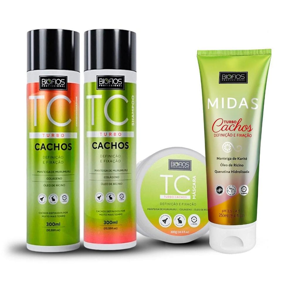 Kit Turbo Cachos Completo Fixação E Definição Cachos 4 Itens