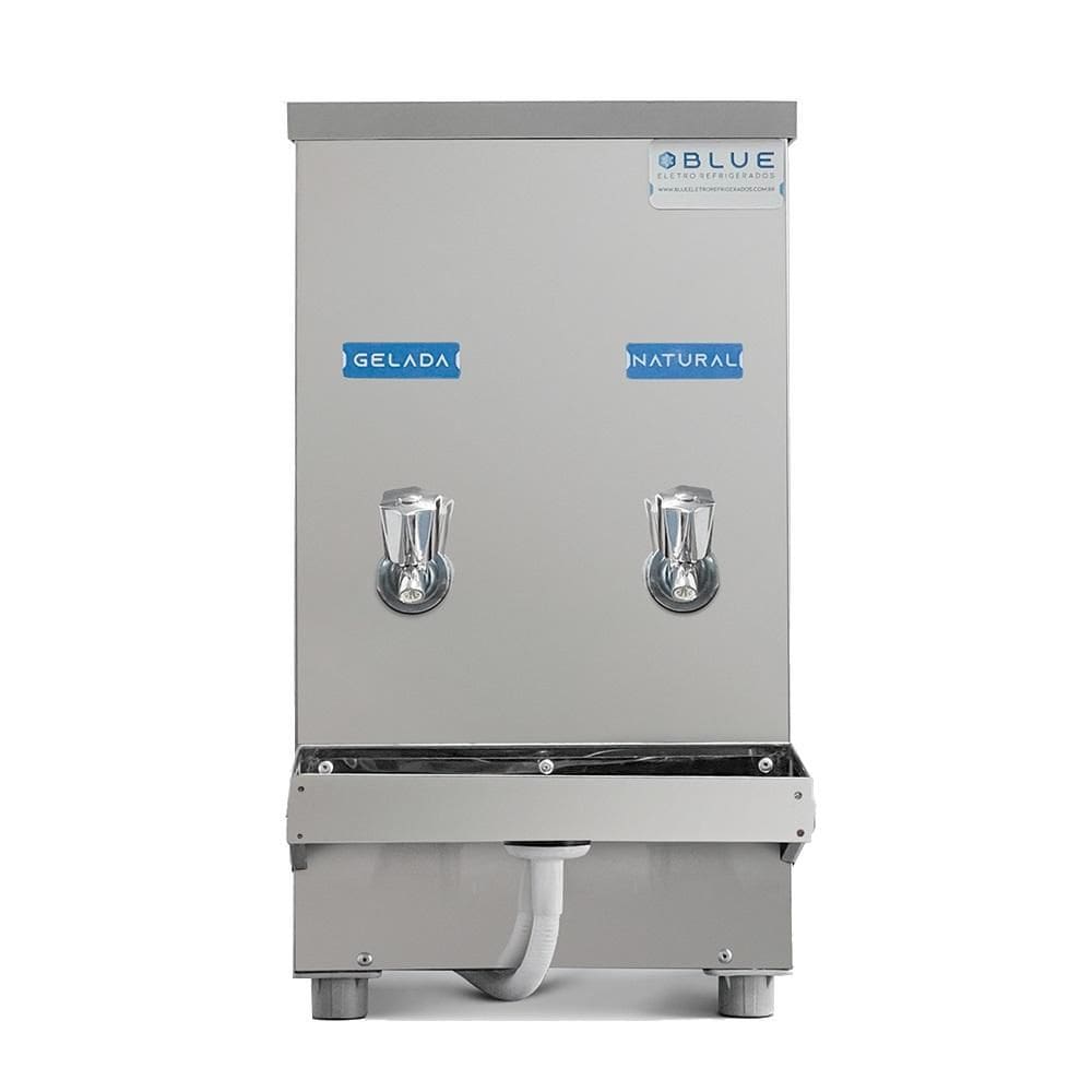 Bebedouro Purificador Industrial Blue Bancada 2 Torneiras Natural e Gelada 20L PIB20L127VN-2T Inox 127V