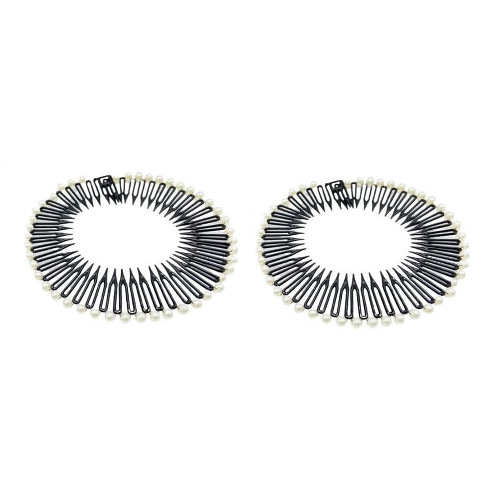 Kit 2 Tiaras Bell Preta Com Pérola Prendedor Cabelo 12Cm