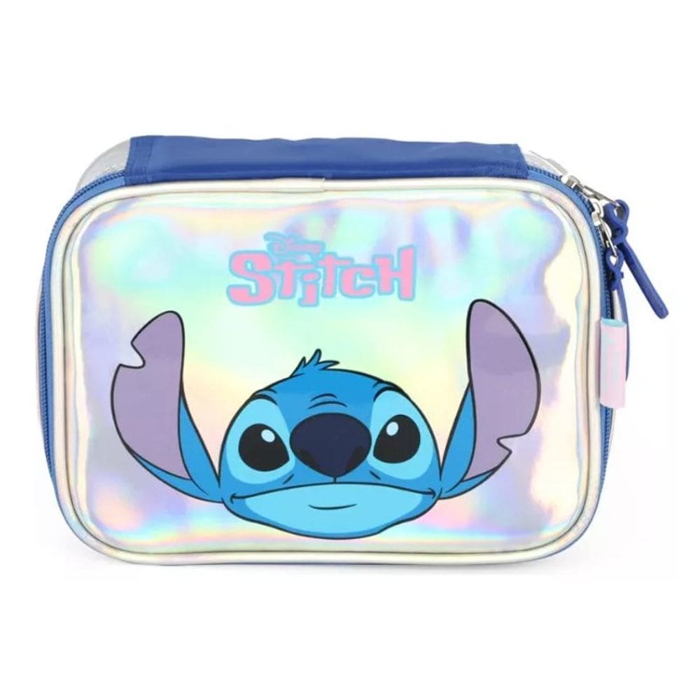 Estojo Box Holográfico Stitch Disney Menina Escolar 100 Pens