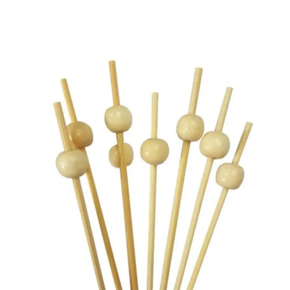 Palitos De Bambu Com Bolinhas Bege 12cm 20 Un Silver