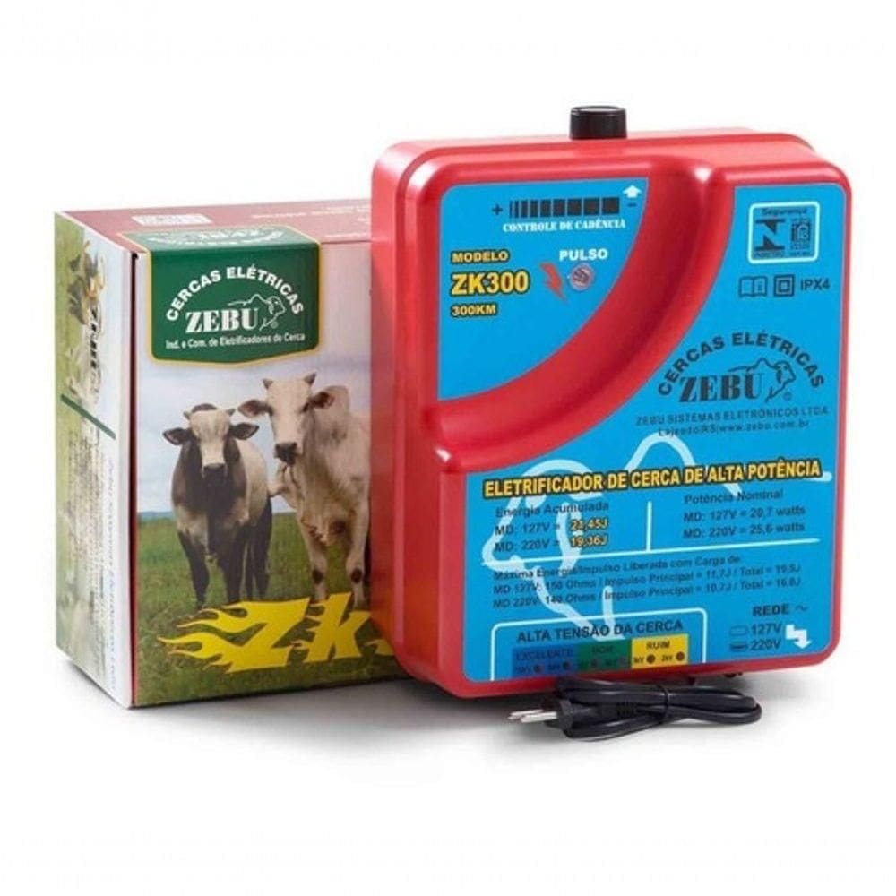 Eletrificador Rural Cerca Elétrica Zebu Zk300 21,45 Joules 300km Voltagem 110v