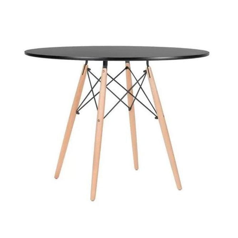 Mesa De Jantar Redonda Eames Eiffel 100Cm Preta