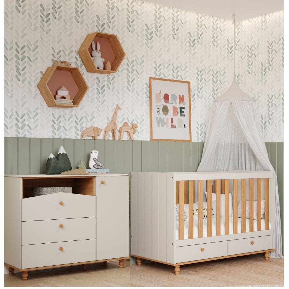 Dormitório Bebê Berço e Cômoda Casinha Permobili