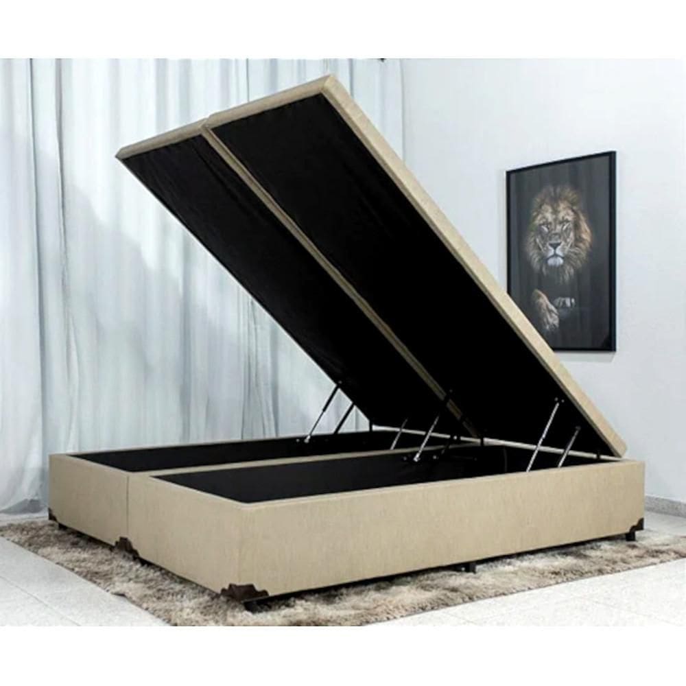 Cama Baú Casal Tampo e Box Bipartidos Blindada 138x188x40cm