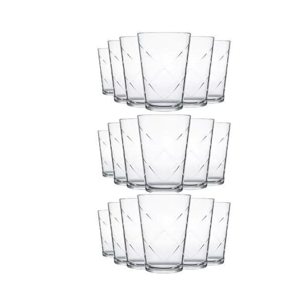 Jogo Com 18 Copos De Vidro 365Ml - Nadir