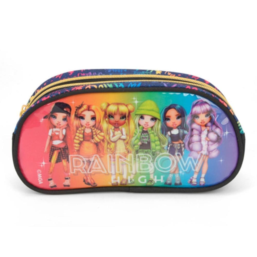 Estojo Duplo Escolar Rainbow High Preto Infantil - Luxcel