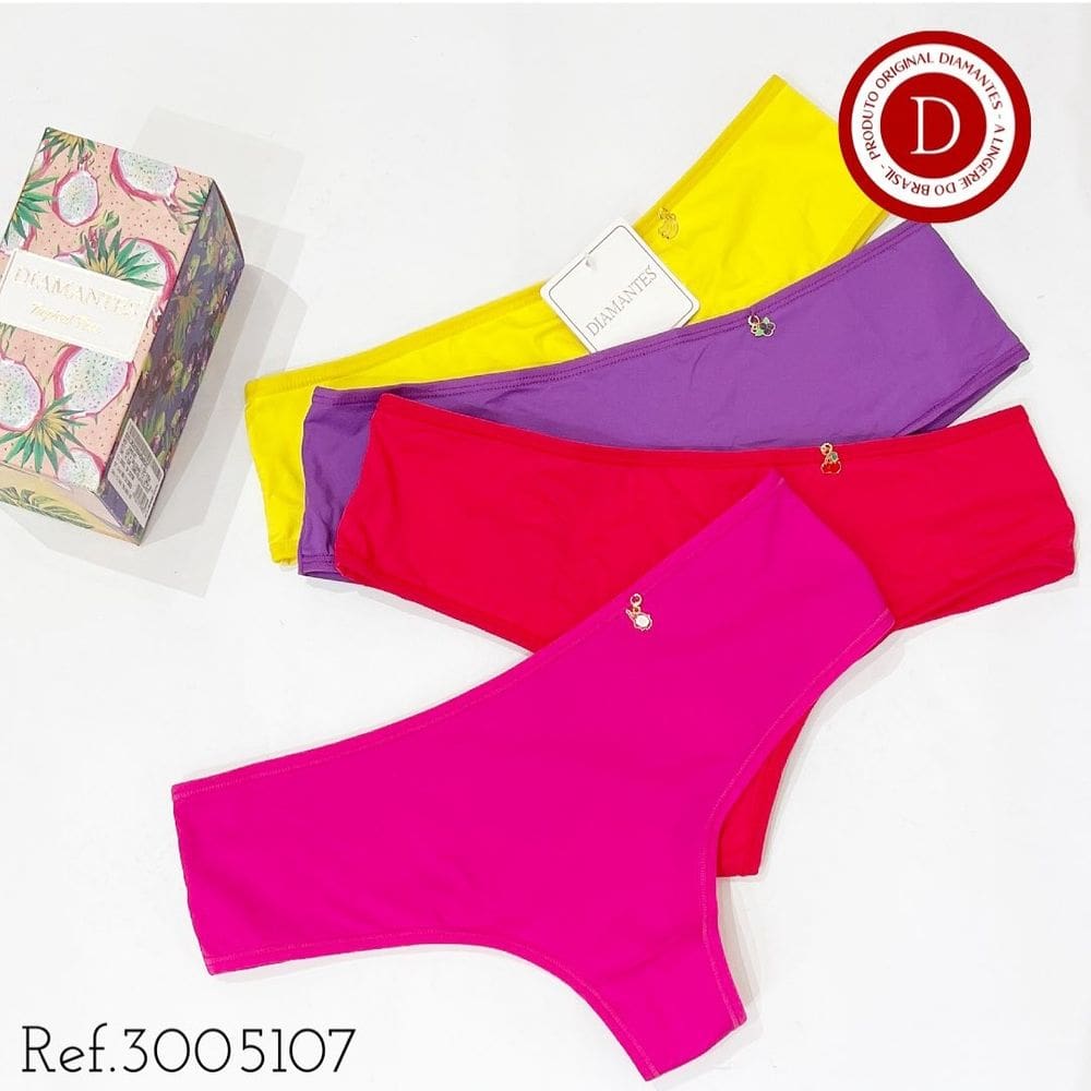Kit 4 Calcinhas Fio Larga Diamantes Lingerie