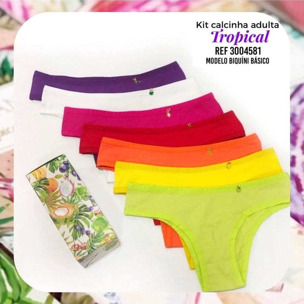 Kit 7 Calcinhas em Microfibra Diamantes Lingerie