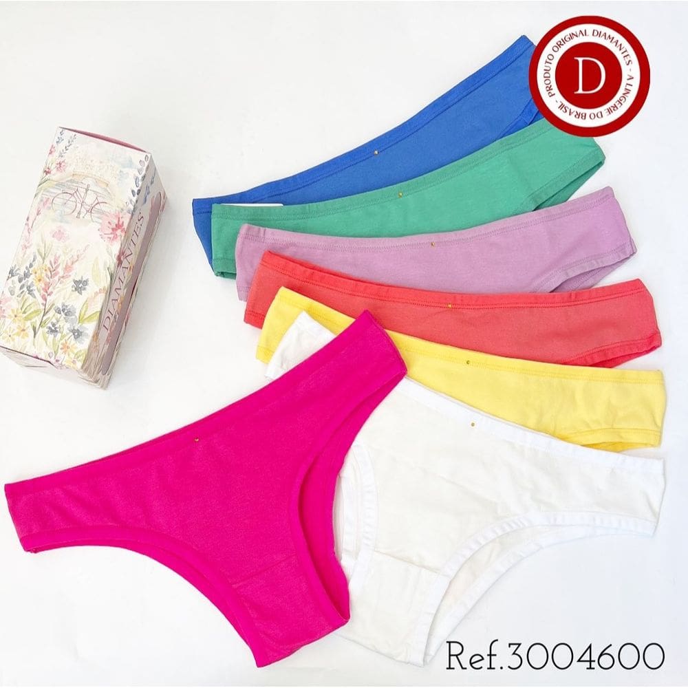 Kit 7 Calcinhas em Algodão Diamantes Lingerie
