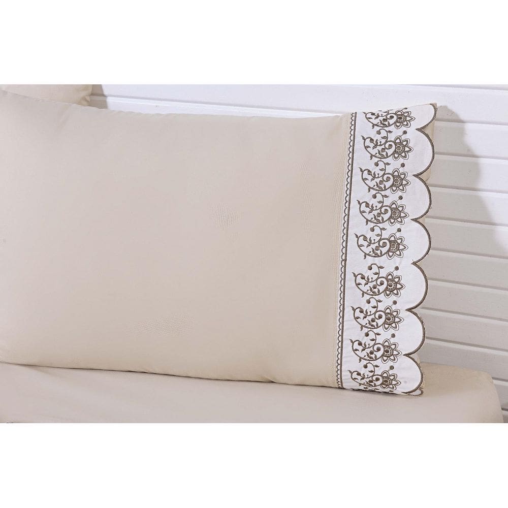 2 Fronhas King 50Cmx90Cm 100% Algodão 180 Fios Cáqui Barrado