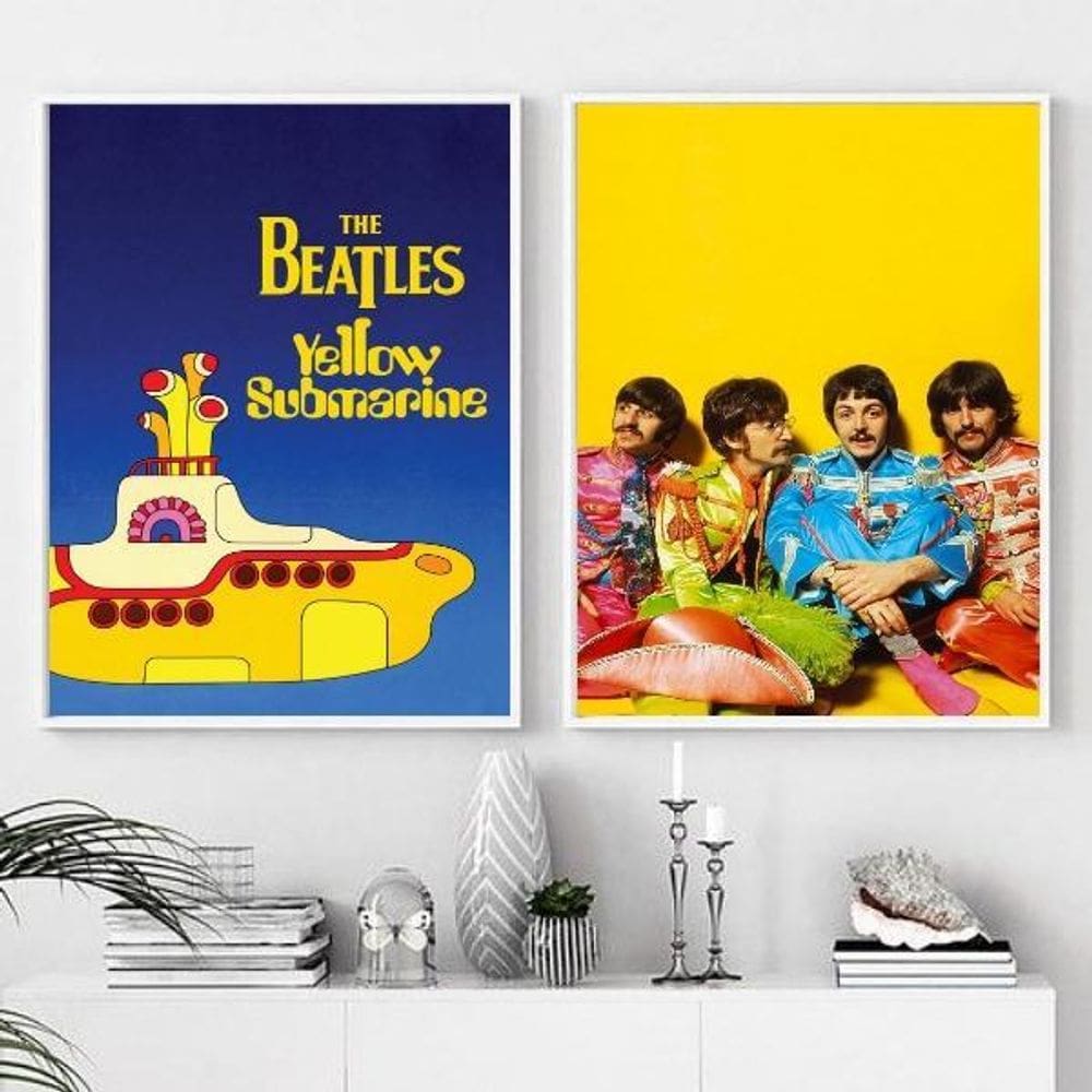 Kit 2 Quadros Beatles Yellow Submarine 24X18Cm