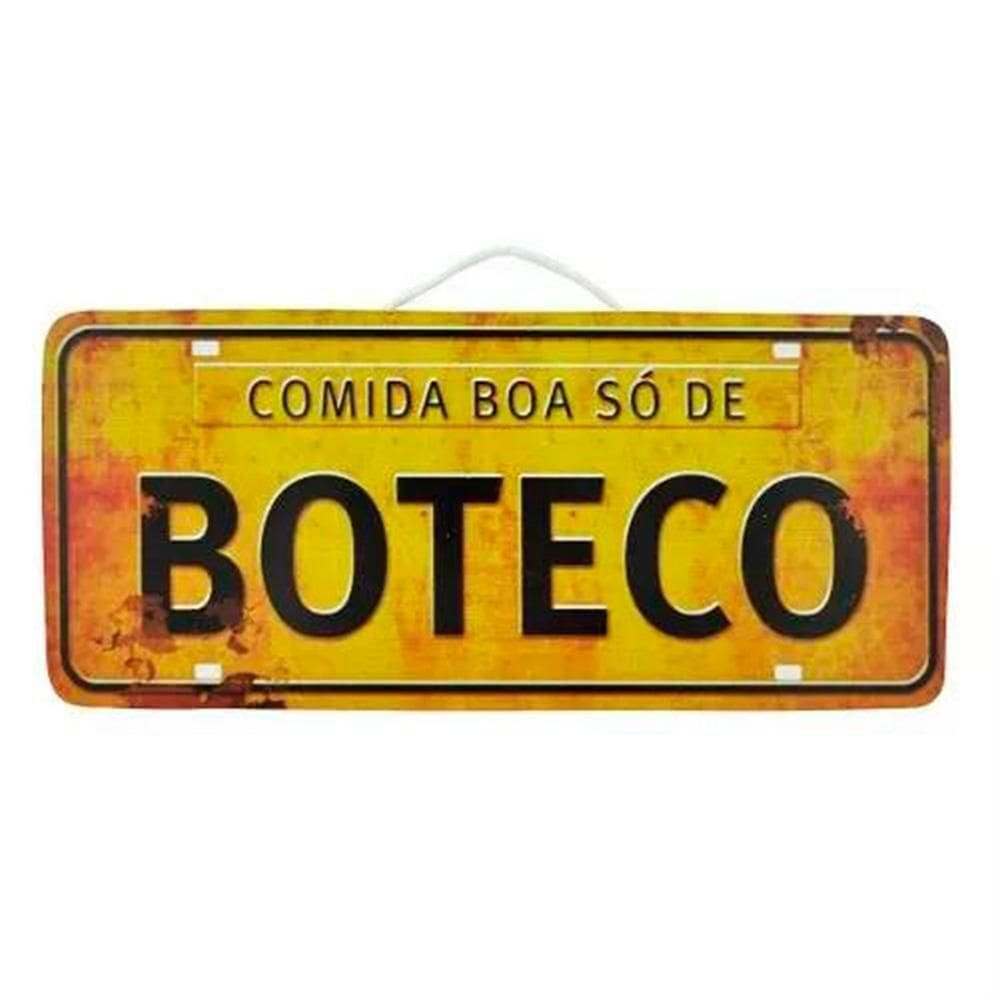 Placa De Carro Decorativa Em Madeira Comida Boa Só De Boteco