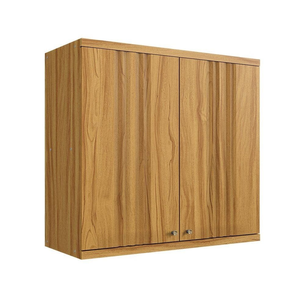 Armário Aéreo de Cozinha 80cm com 2 Portas Caneladas 100% Mdf Noruega Amendoa