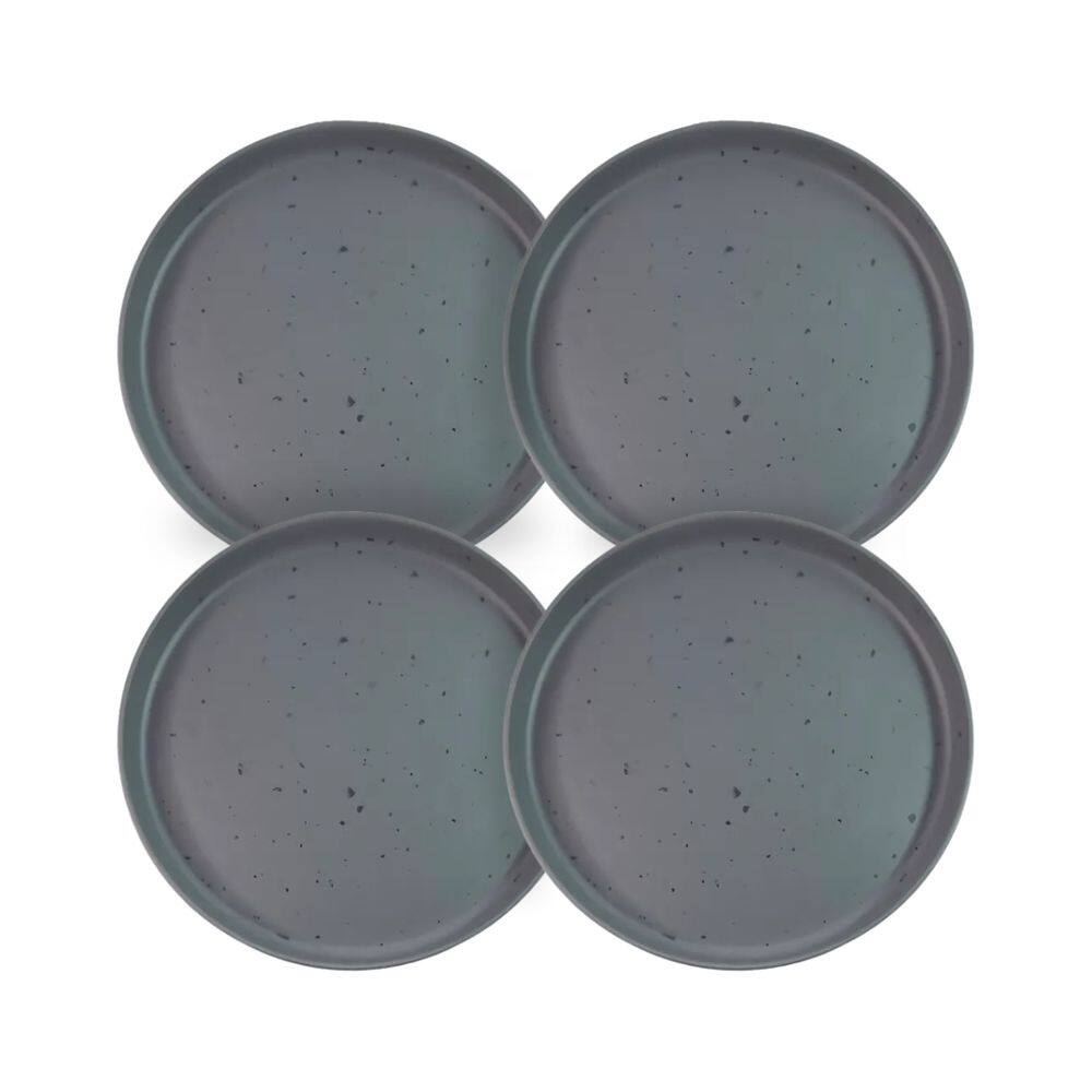 Kit 4 Pratos Sobremesa Linha Orgânica Cinza 19Cm - Ad