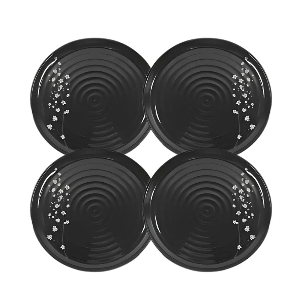 Kit 4 Pratos De Mesa Linha Sakura Preta 27Cm - Ad.