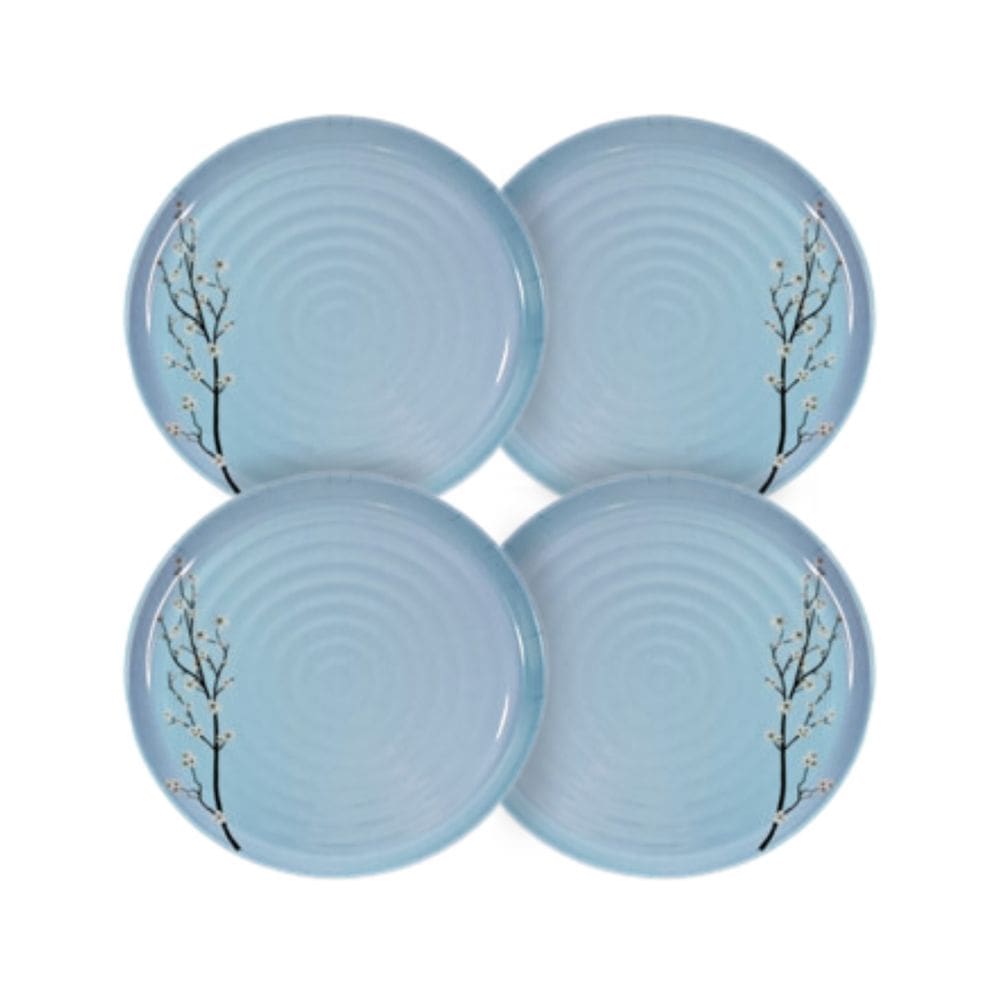 Kit 4 Pratos De Sobemesa Linha Sakura Azul 19Cm - Ad.