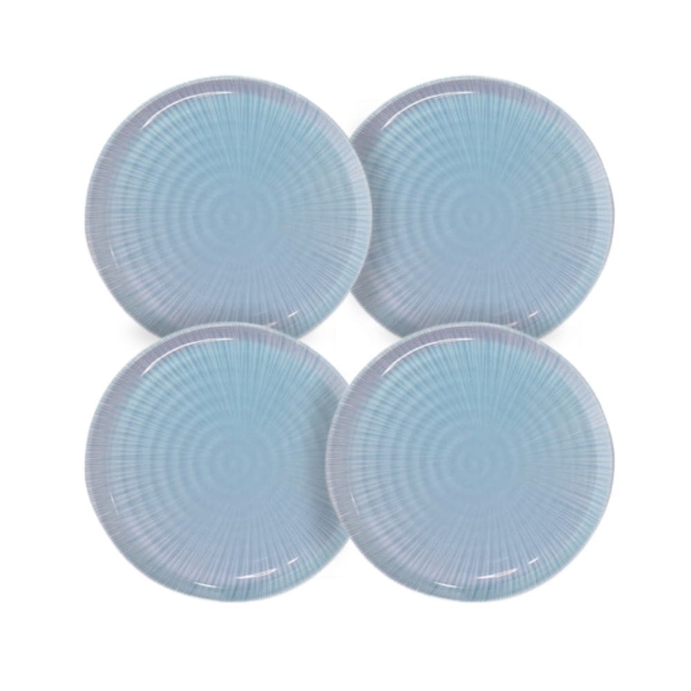 Kit 4 Pratos De Sobremesa Linha Psicodélica Azul 19Cm -Ad