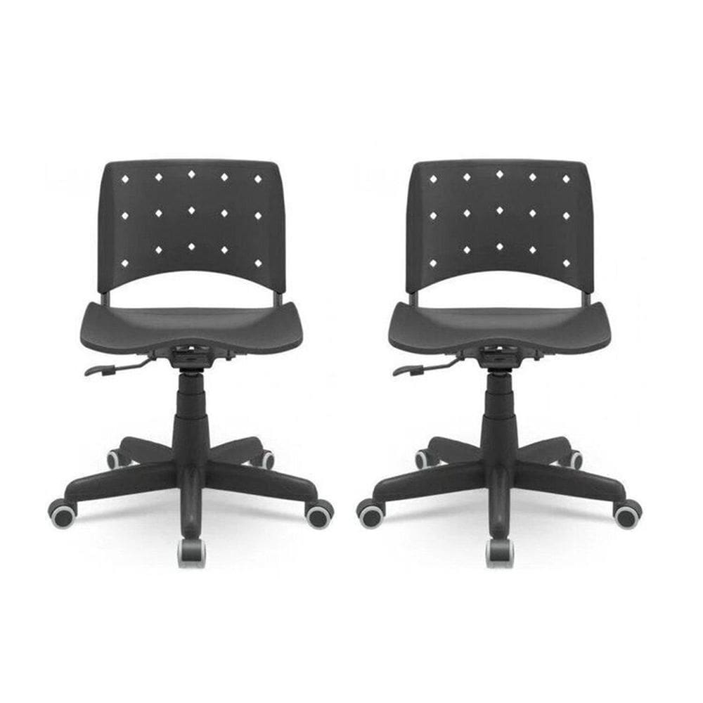 Kit 2 Cadeiras para Escritório Ergonômica Secretária Giratória Ergoplax Mais Nr17 Preto