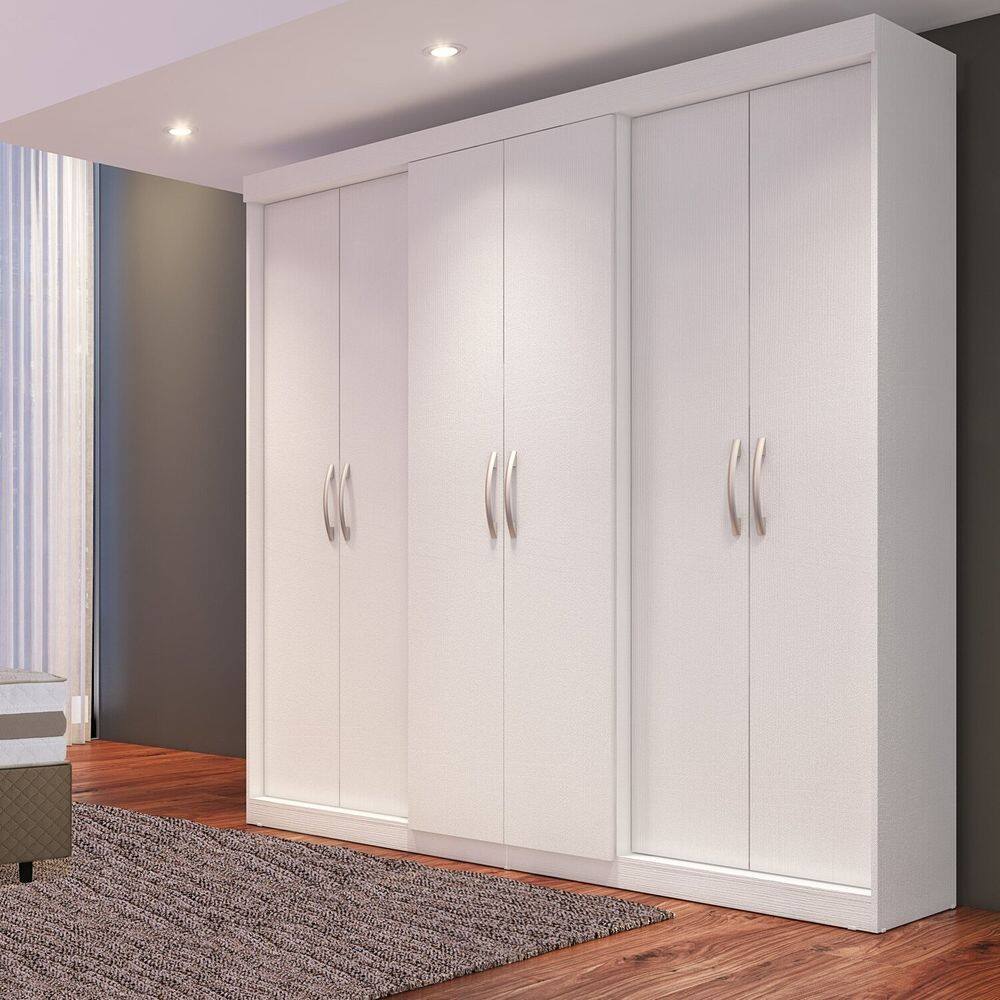 Guarda Roupa Casal 6 Portas 2 Gavetas Grécia Branco