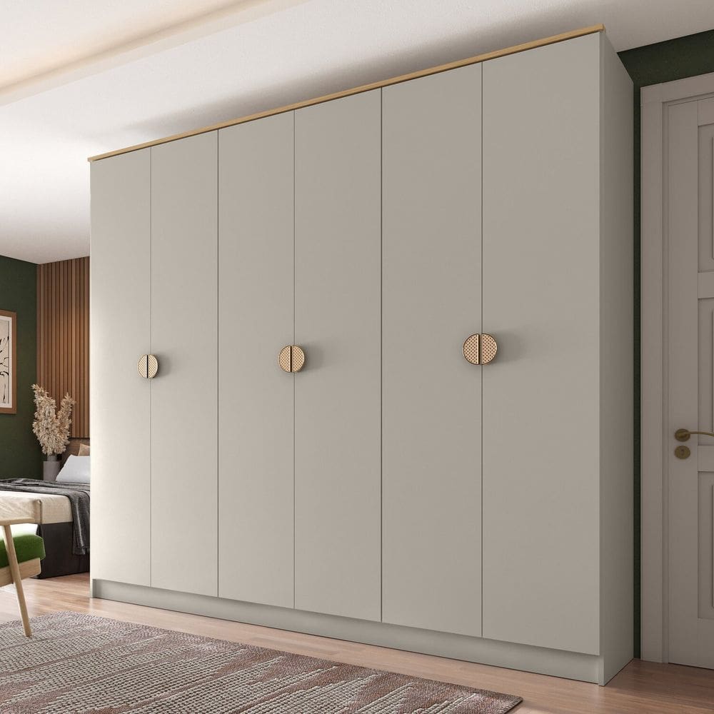 Guarda Roupa Casal 100% Mdf Bp 6 Portas 4 Gavetas Asti Panna