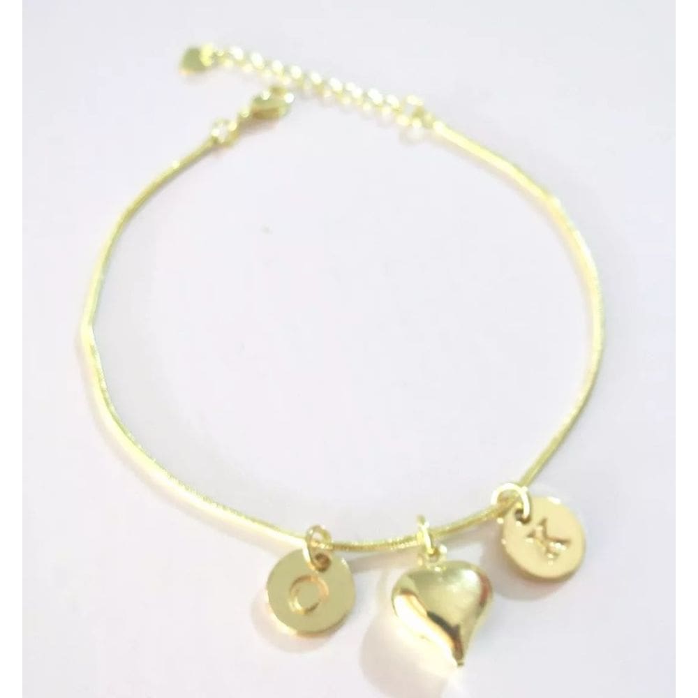 Pulseira Inicial Casal Love Amor Folheado A Ouro