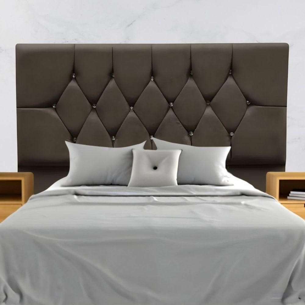 Cabeceira Para Cama Box Estofada King 195 Cm Suede Madri Marrom