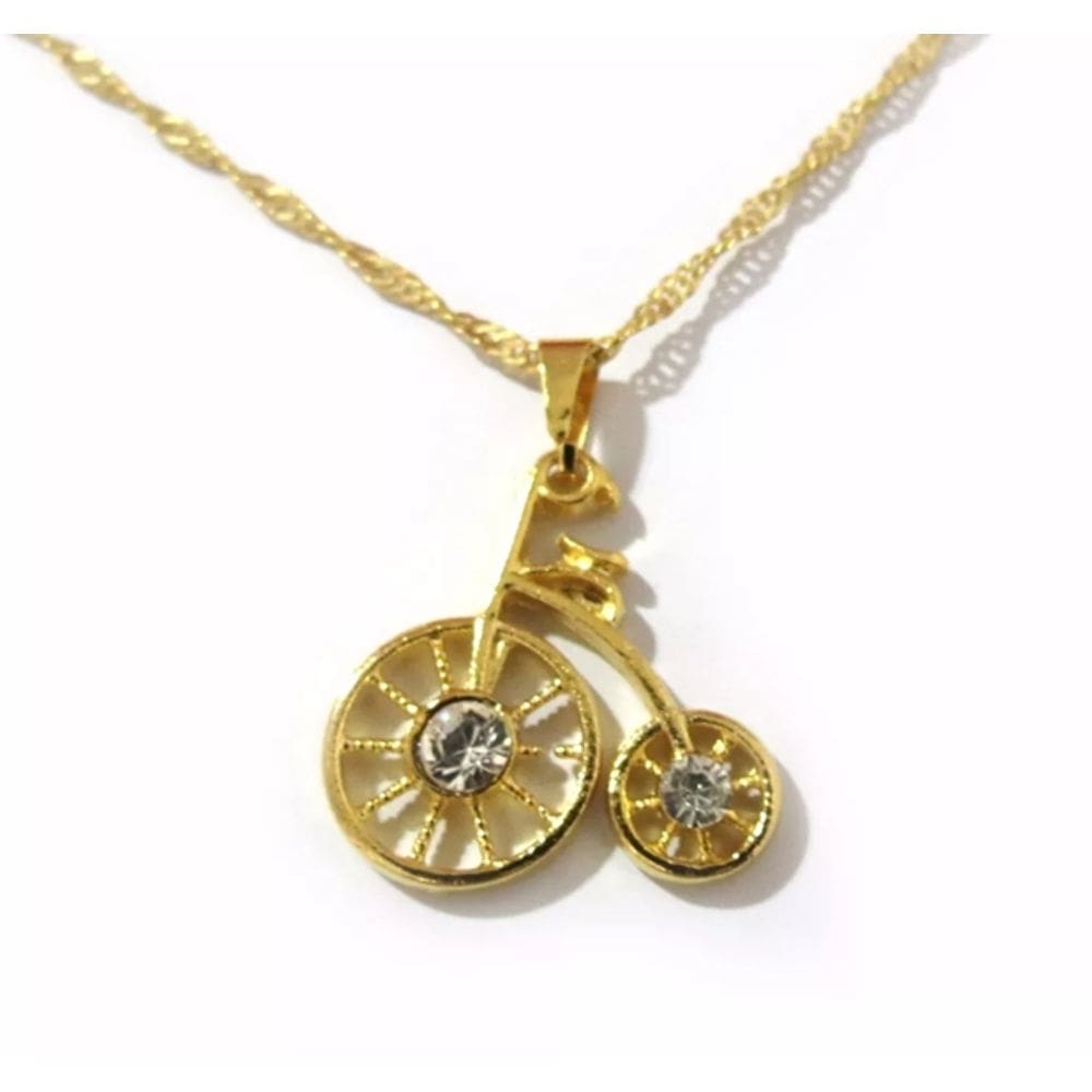 Colar Gargantilha Bike Bicicleta Folheado Ouro 18k