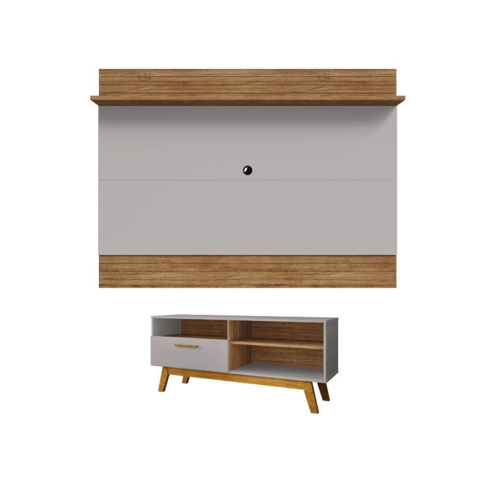 Conjunto Painel E Rack Whiterun Cinamomo Off White