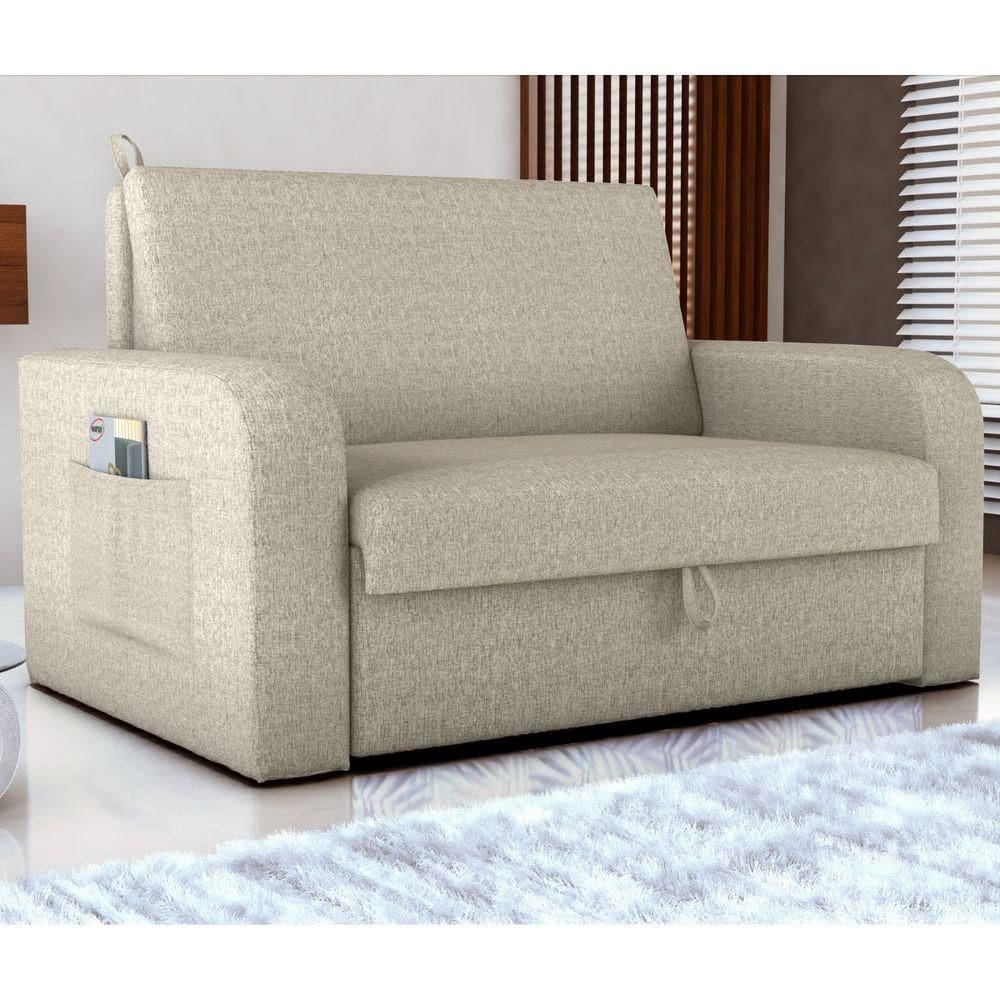 Sofá Cama Com Baú 2 Lugares Raheny Linho