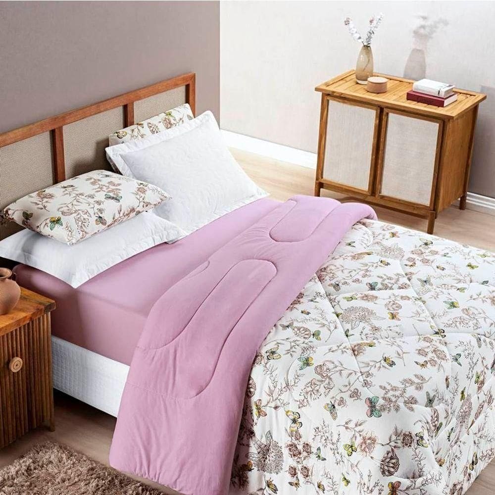 Edredom King Dupla Face Quality Malha 100% Algodão 1 Peça Cor Butterfly