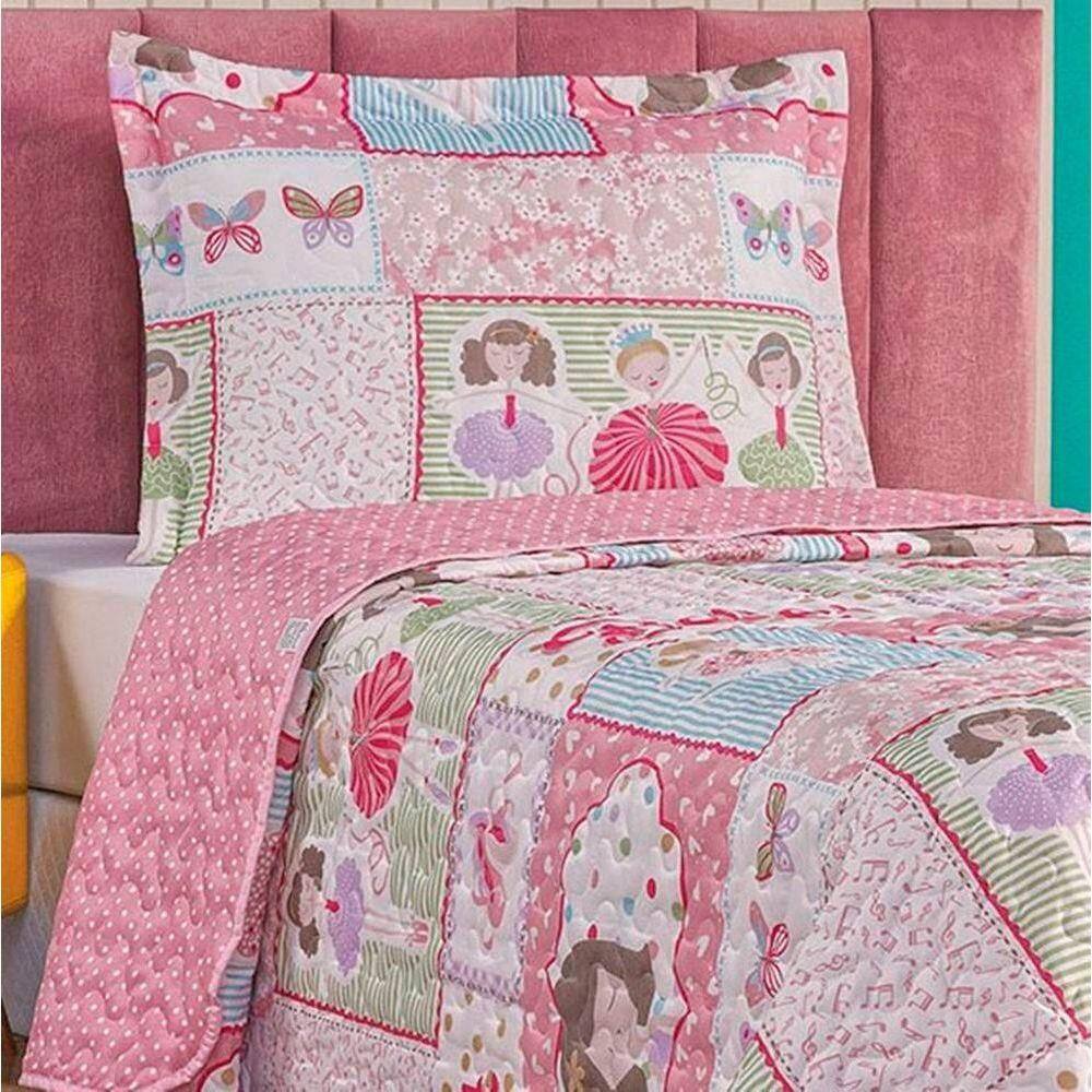 Colcha Solteiro Bouti Kids Dupla Face Estampado 2 Peças Ballet
