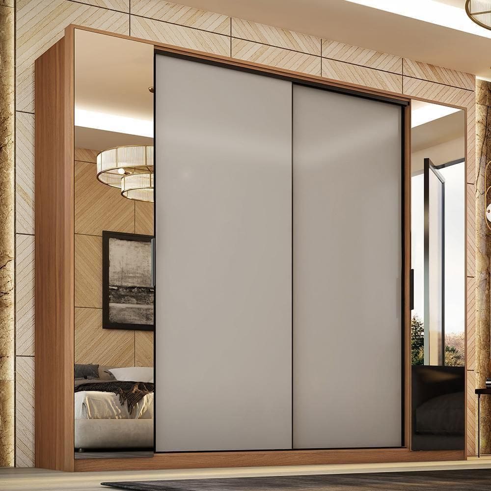 Guarda Roupa Casal Laredo 4 Portas Amêndola Touch/nude Tx Com Espelho - Demartêz