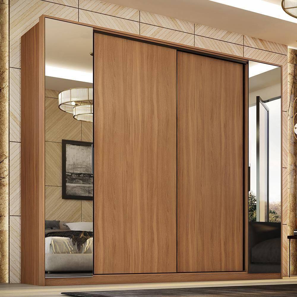 Guarda Roupa Casal Laredo 4 Portas  Amêndola Touch Com Espelho - Demartêz