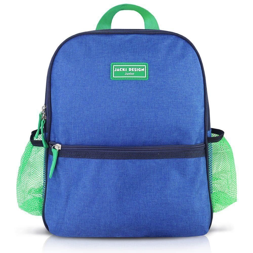 Kit Mochila Escolar Pote Para Lanche E Garrafa 460ml Infantil - Azul Verde
