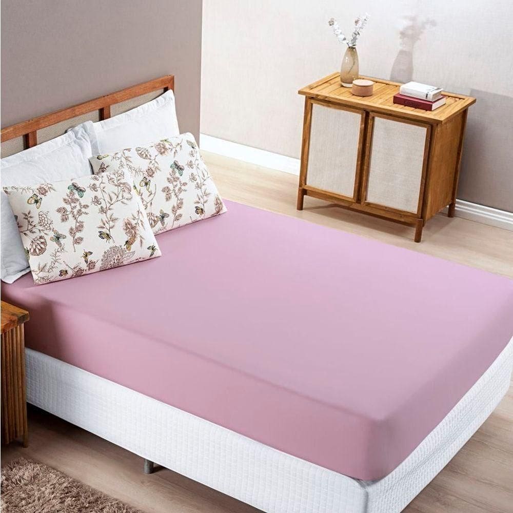 Jogo De Lençol King Quality Malha 100% Algodão 3 Peças Cor Butterfly Rosa