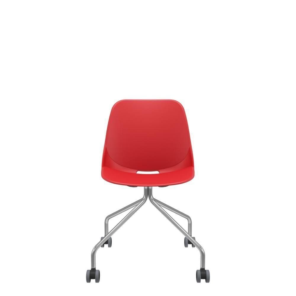 Cadeira Quick 4 Pés C/rodízio Cromado Vermelho