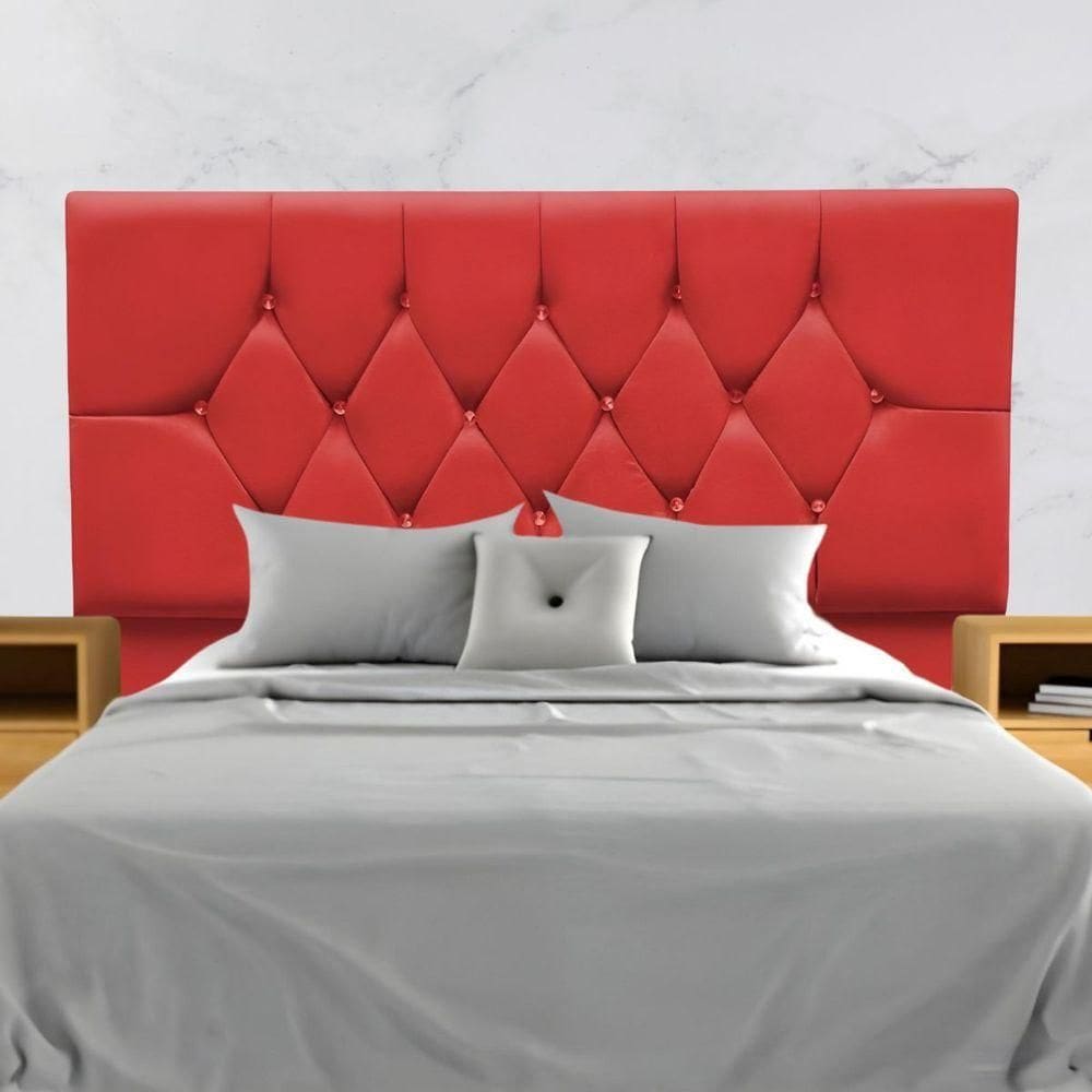Cabeceira Cama Box Estofada Solteirão 100 Cm Suede Madri Vermelho
