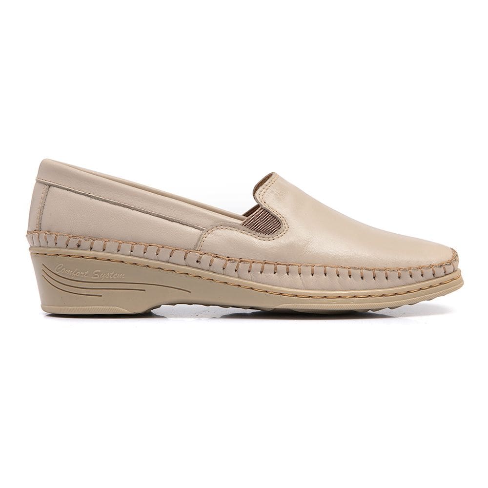 Sapato Sapatilha Mocassim Feminino Couro Branco Off White Conforto Mager