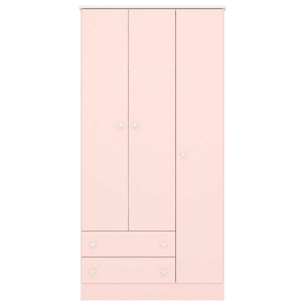 Roupeiro Com 3 Portas E 2 Gavetas Pavia Rosa Acetinado