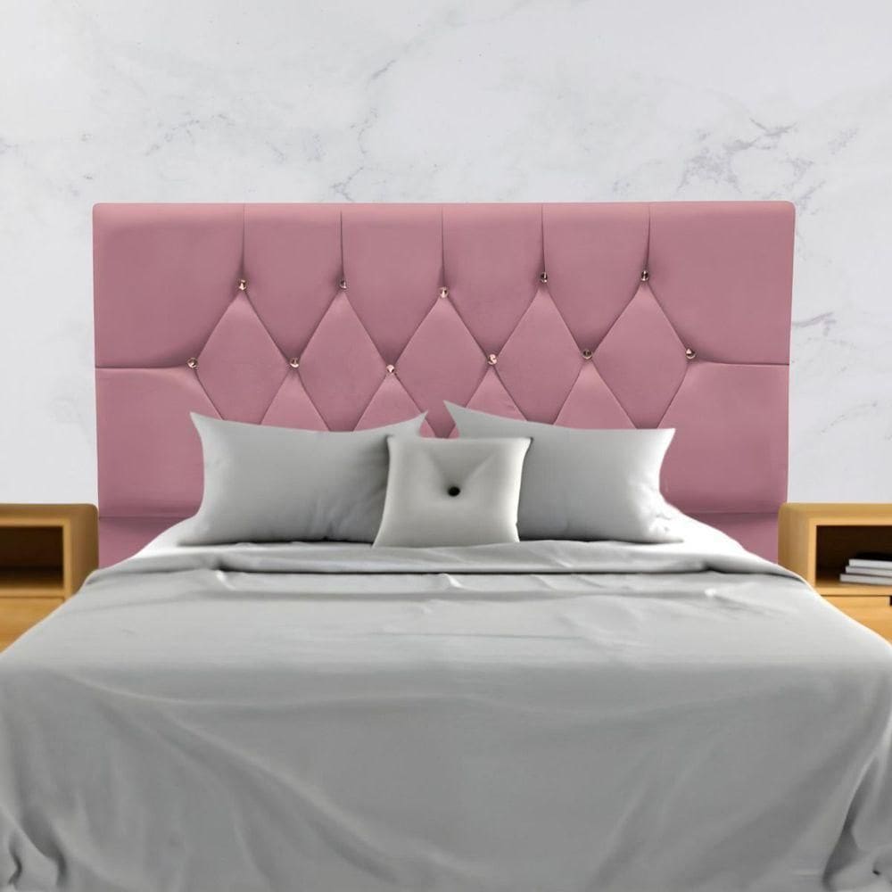 Cabeceira Cama Box Estofada Queen Size 160 Cm Suede Madri Rosê