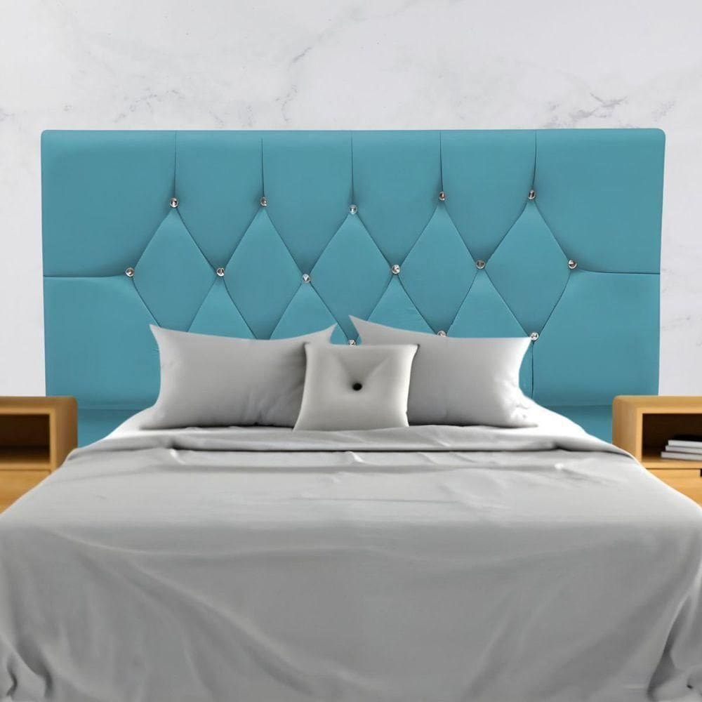 Cabeceira Para Cama Box Estofada Casal 140 Cm Suede Madri Azul Turquesa