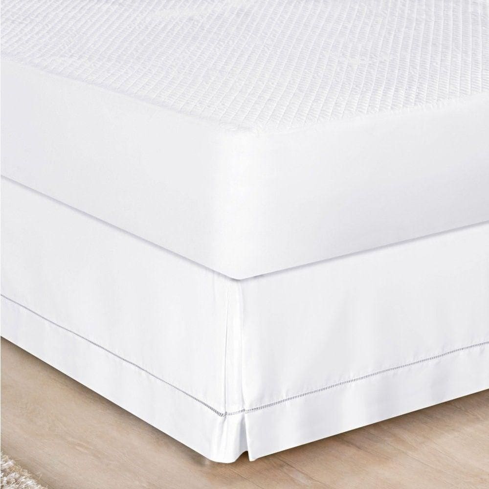 Saia Para Cama Box Solteiro Ponto Palito Branco