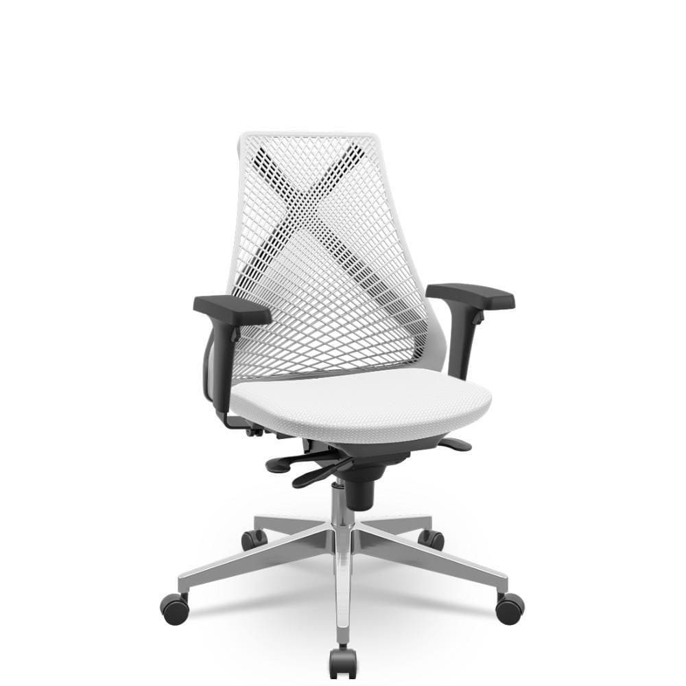 Cadeira Bix X+ Aero Branco Slider Base Alumínio