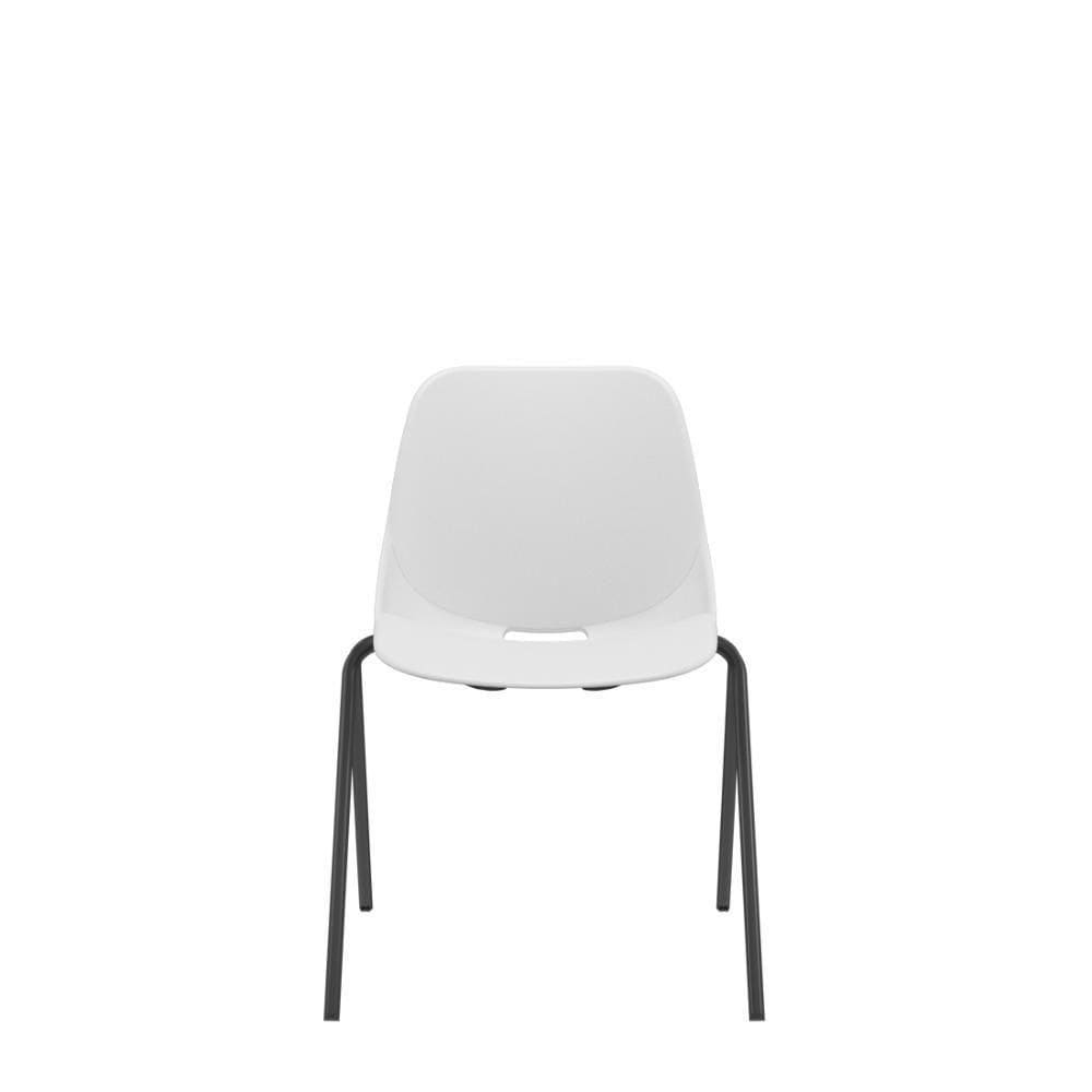 Cadeira Quick Fixa V Branco Base Metal Preto