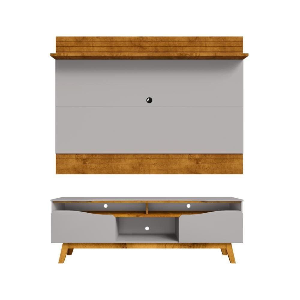 Conjunto Painel E Rack Ymir Naturalle Off White